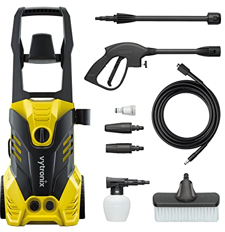 Vytronix JETW1800 Powerful Electric Pressure Washer 1800W | 135 Bar | Jet Wash Kit | High-Performance Power Cleaner for Car, Home, Patio and Garden Furniture Yellow