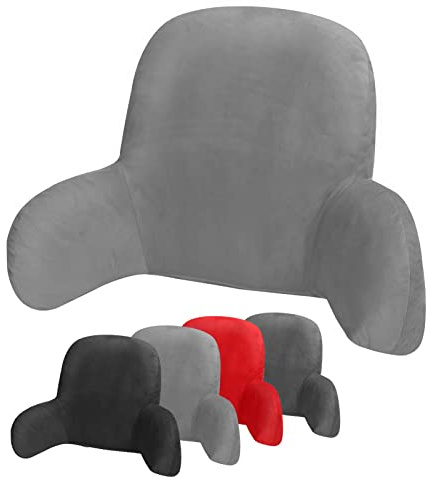 Dhouse Reading Pillow 58x40x25cm Lumbar Support Cushion with Removable Cover TV Relax Pillow Sofa Chair Back Supports Pillow Plush Backrest for Arm Back Head Pregnancy Lumbar Support (Grey)