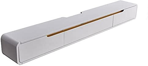 WFENG Hängeschrank/Hängender TV-Schrank,mit Türen und Offene Fächer-Großraumspeicher,Starke Tragfähigkeit/Weiß / L150×W24×H20cm