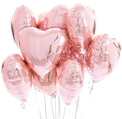 25 Ballon Coeur Rose Or Hélium Rosegold Décoration Romantique pour La Saint Valentin, Déco Fiançailles et Mariage