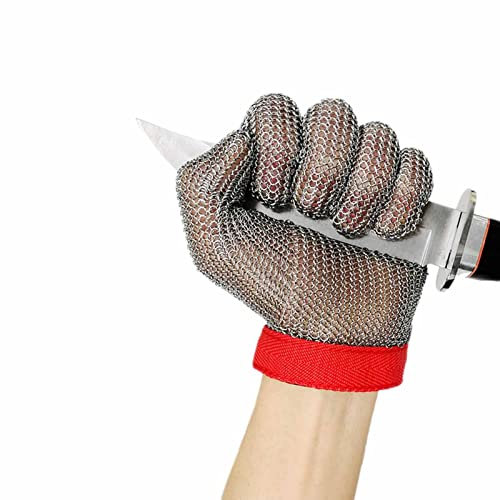 Schnittfeste Handschuhe Edelstahlring-Stahldrahthandschuhe, Säge- Und Schnittfest(Size:M/A 1er Pack)