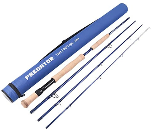 MAXIMUMCATCH Predator Salzwasser/Süßwasser Fliegenrute & Rute und Rolle Combo IM10 Rutenblank in 8/9/10/12wt 4 Teile (Eine Fliegenrute, 9ft 10wt)