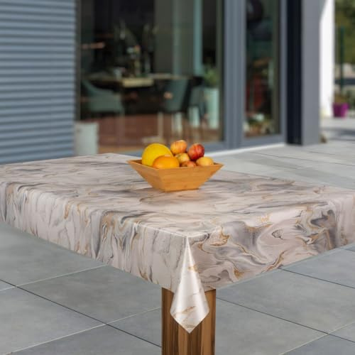 Wachstuch-Tischdecke Wachstischdecke Tischwäsche Abwaschbar Wachstuchdecke G11, Muster:Sand Sahara beige braun, Größe:140x220