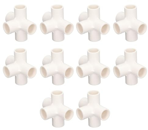 PVC Rohrverbinder 20 Mm 3-Wege Und 5-Wege Rechtwinkliger Winkelverbinder Für Möbel Katzenzäune Und Garten Aus Hochwertigem PVC Mit Hochglanz Finish (Weiss)