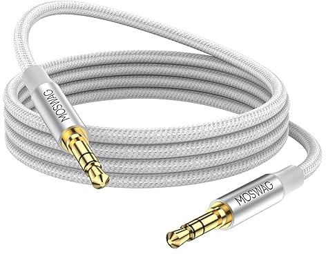 MOSWAG 3,5-mm-Aux-Kabel auf 3,5-mm-Audiobuchse Aux-Kabel 3-poliger Stecker auf Stecker Nylon-Stereo-Klinkenkabel für Telefone, Kopfh?rer, Lautsprecher, Tablets, PCs, Musik-Player und mehr