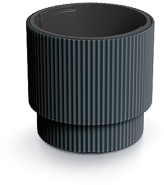 Tymar Blumentopf mit Einsatz, Blumenkübel aus Kunststoff, Übertopf, Pflanzkübel Gross(DBMIN Anthrazit,ø 30 cm)