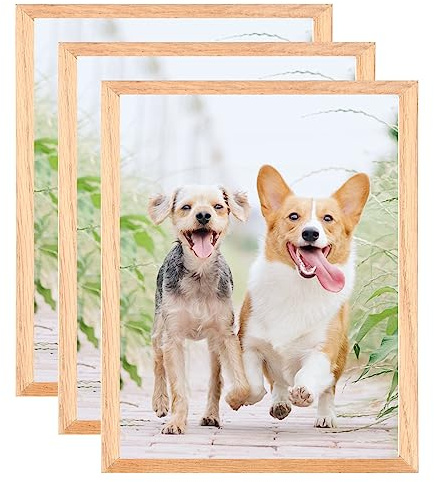Weikani Bilderrahmen, A3, 3er-Pack, 29,7 x 42 cm, Eichenholz, Urkundenrahmen für Wandmontage oder Tischdekoration, 3 Stück