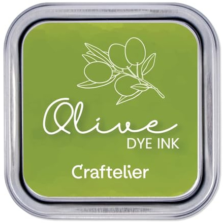 Craftelier - Colección de Tintas con Base al Agua | Caja Metálica con Cierre Fuerte | Sellos Acrílicos o Caucho y Superficies Porosas | 21 Colores (Olive)