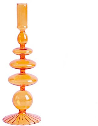BestAlice Glas-Kerzenhalter, Bunte Glas-Kerzenhalter, Kerzenhalter, Gewellter Glas-Kerzenhalter, Eleganter Glas-Kerzenständer, Glasvasen für Zuhause, Party, Herzstück(Gelb F)