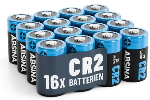 ABSINA 16 x CR2 3V litiumbatterier för kamera, kamera och mycket mer - vattentätt och hållbart CR2-batteri - 3V CR2-batteri med 800 mAh - CR2 litiumbatteri, CR2-batteri, CR2-batteri, 3 V
