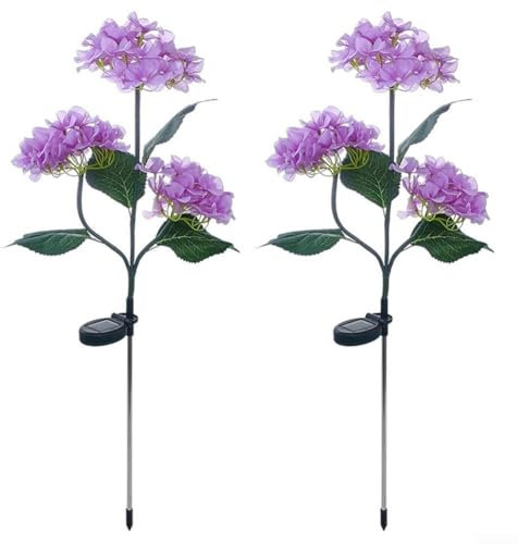 SPORTARC Lot de 2 lampes solaires hortensia élégantes pour jardin, améliorez votre décoration extérieure avec l'énergie (violet)
