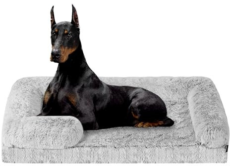 HMTOPE Orthopädisches Hundebett, Hundesofa, hohen Rand, Hundekissen, Hundekorb, Abnehmbar und waschbar, Grosse Hunde, 120 x 85 x 22 cm, Hellgrau