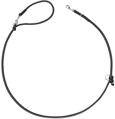 Hunter Verstellbare Hundeführleine SOHO Round MINI, Farbe: schwarz, Rindsleder, 3-Fach verstellbar, weich & geschmeidig, leicht & robust, für kleine Hunde & Welpen, Made in Germany, Größe: 6/200