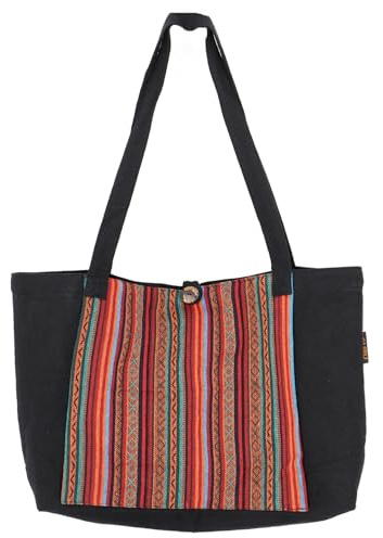 GURU SHOP Ethno Yogamattentasche, Tasche Für Yogamatte, Yogatasche, Strandtasche, Shopper - Schwarz, Unisex - Erwachsene, Baumwolle, 30x45x15 cm