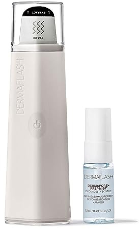 DERMAFLASH DERMAPORE+ Dispositivo para el cuidado de la piel, extractor ultrasónico de poros 2 en 1 e infusor para el cuidado de la piel, piedra