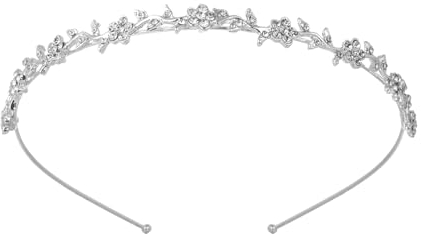 Braut Haarschmuck Diadem Glitzer Kristall Haarreif Hochzeit Silber Blumen Haarreifen Damen Elegante Feen Kopfschmuck Krone Stirnband Tiara Kopfschmuck für Frauen Mädchen Hochzeit Proms Parteien