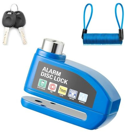 Bloqueo de Freno de Disco con Alarma for Motocicleta, candado de Seguridad for Rueda de Moto, Resistente al Agua, 120dB, Alarma antirrobo Fuerte, Bloqueo de Disco for Motocicleta(Blue)