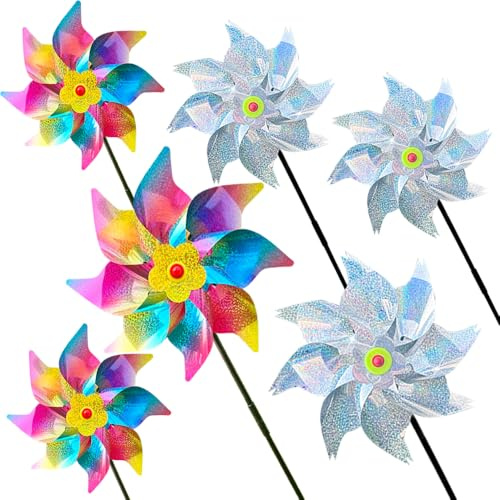 6Pcs Reflective Bird Repellent Windmill, Bird Repellent, Reflective Windmill,Pigeon Repellent, Keep Birds Away From Your Home, Garden,Farm,Patio (6Pcs-A)