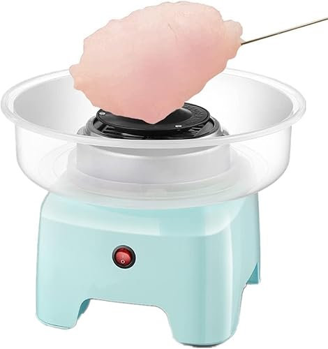 OFNHJK Cotton Candy Machine, 500W Candy Floss Machine with 298MM Large Pallet and Splash Prevention Bowl, Candy Floss Maker, Washable for Gatherings Family Party Birthday Blue