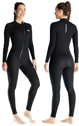 Neoprenanzug 1.5mm Damen Vollständiger Neoprenanzug Ganzkörper Neopren Tauchanzüge Sretch Langarm warm halten Vorderer Reißverschluss Erwachsene für Tauchen Schnorcheln Surfen S Größe