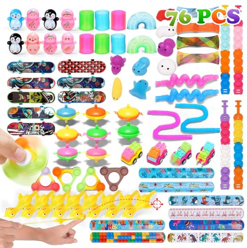 ASPULU 76 Stücke Kinder Spielzeug Set für Geburtstagsparty, Mitgebsel Kindergeburtstag Gastgeschenke, Sinnvolle Mitbringsel für Jungen und Mädchen als Schatztruhe Kindergeburtstag Give Aways