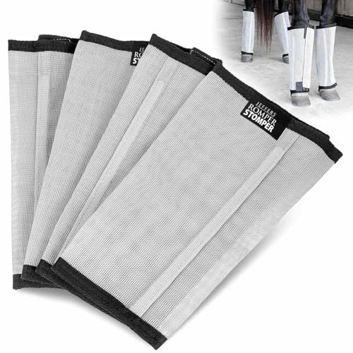 Jeffers Romper Stomper Fly Boots for Horses - Grey, Large – Breathable Mesh Leg Wraps for Insect Protection, Stable Accessories for Summer Turnout, Ride Gear, Horse Hoof & Leg Care - 4 Pack
