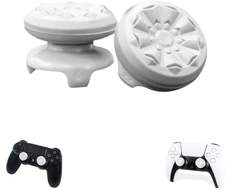StickPro - 2 Grips de Pouce Compatibles Manettes PS4 PS5 – 4 Accroches pour Meilleure Tenue – Paire Silicone Antidérapante Joystick – Confort & Précision - (Blanc)