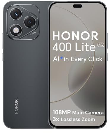 HONOR 400 Lite 5G Smartphone 8 Go 256 Go, Appareil Photo 108 MP avec Bouton AI, écran AMOLED Eye-Care 6,7 Pouces 120 Hz, Dual SIM NFC IP64, Android 15, Noir