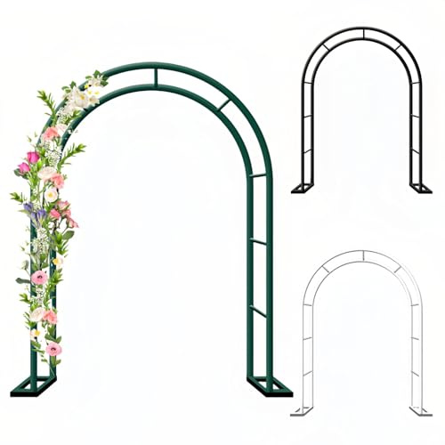 Metal Garden Arch Trellis for Climbing Plants & Roses - Outdoor Wedding & Party Decoration, Dark Green, 280x250cm (9.1x8.2ft) Patios & Gardens