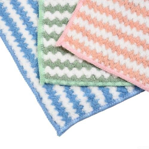 Vibsky Panni in microfibra riutilizzabili per la pulizia, 25 x 25 cm, set da 10 pezzi per lavare piatti, finestrini auto, specchi, ad alto assorbimento, asciugatura rapida, in pile corallo