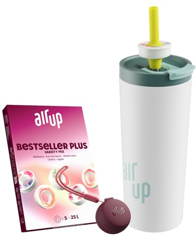 air up Original Tumbler Starter-Set 700ml in White Spearmint mit Pods in 5 Geschmacksrichtungen + Podcase Burgund | Trinkflasche, BPA-frei