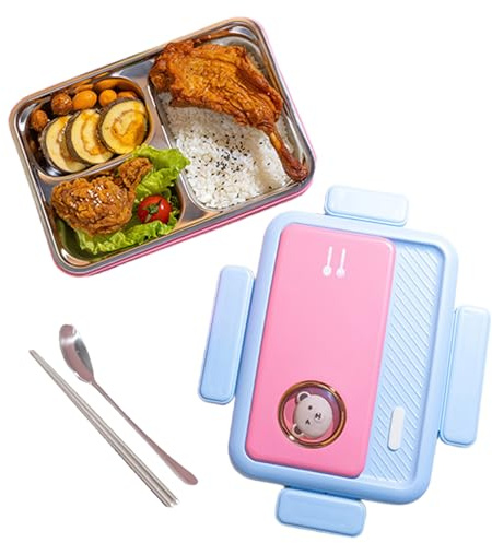 Récipient à déjeuner – Boîte de préparation de repas à compartiment en acier inoxydable 304 de 10,4 pouces | Boîte de conservation alimentaire hermétique | Tiffin Carrier Portable, travail, bureau, sa