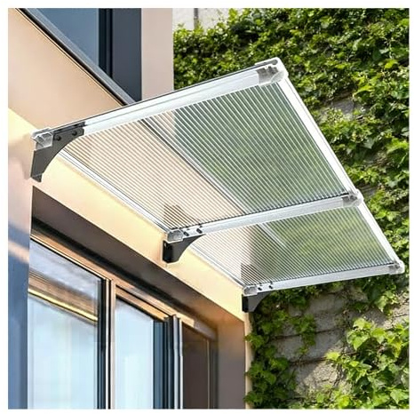 HOFUNTRE Acier au Carbone Marquise de Porte d'entree, Montage Facile,Protection Extérieure pour Patios,Porches,Jardins et Entrées,Protection Contre Les Intempéries(40cm/15.7in*180cm/71in)