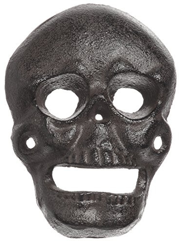CKB LTD® SKULL BOTTLE OPENER Cast Iron Novelty Spooky Wall Mounted - Fittings Included