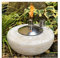 Gartenfackel Ölfackel Tischfackel Öllampe Garten Fackel Tischlampe Steinguss mit Edelstahl Ölbehälter 85ml, ca.2,7 kg schwer (Design Rund)