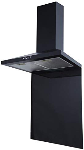 SIA CHL60BL 60cm Black Chimney Cooker Hood And 60cm Toughened Glass Splashback
