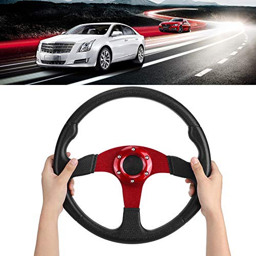 sportlenkräder universal sportlenkrad Lenkrad, 350 mm/14 Zoll Rennwagen Sportlenkrad Deep Dish 6 Schrauben Universal Modified Accessory(rot)