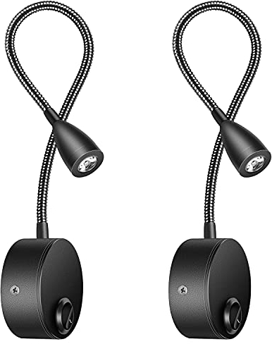 LEDMO Lampada da Lettura Con 360° Braccio Flessibile, 2 Pezzi a Parete, LED AC 85-265V 3W in Alluminio (Bianco Caldo)