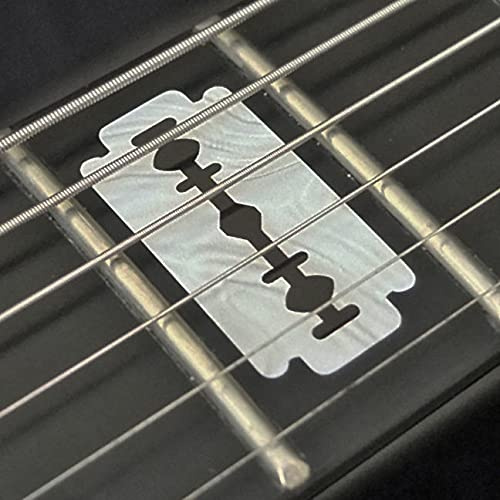 myrockshirt Rasierklinge Razor Klinge Griffbrett Aufkleber Sticker Set für Gitarre Bass Gitarren Hals Universal passend