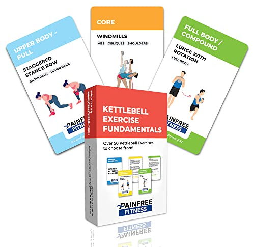 50 Kettlebell Workout Cards Deck 3x5'', Suitable for Safe Power Training