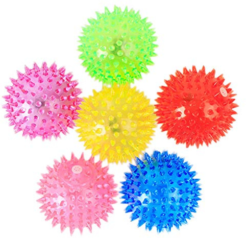BSTCAR 1x Igelball mit LED Licht Spielball 6,5cm Blinkflummi Stachelball Sensorisches Fidget Spielzeug Gummiball Babys, Kinder, Erwachsene, Haustiere, Zufällige Farbe