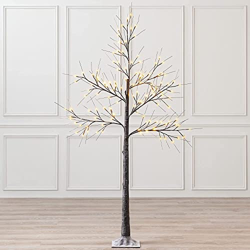 Trendi® 180cm 6ft Christmas Snowy Twig Tree Warm White LED Light Up Artificial Twig Christmas Decoration Indoor Outdoor Mains Operated (XM-5281)