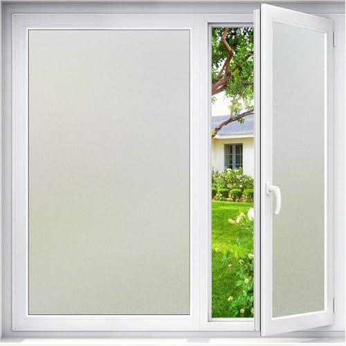 Haton Fensterfolie Blickdicht Sichtschutzfolie Milchglasfolie 90x300cm | Selbstklebend & Selbsthaftend, Klebefolie Fenster Sichtschutz Blickdicht von Außen, Milchfolie Glasfolie für Bad Badezimmer