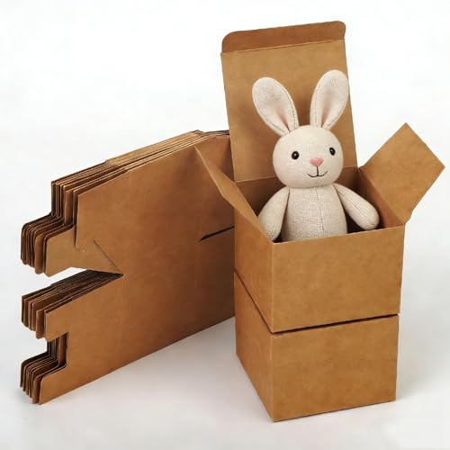 AB Max Braun Karton Geschenkboxen – kleine Box mit Deckel 8x8x6 cm Kartonpapier Geschenkbox für Kerzen handgefertigte Seife Partys Hochzeitsfeiertage Geschenkkartons Packmaterialien 12 Stück