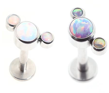 Body CAC 2 Stück – 1,2mm Titan Piercing Tragus Stal Tytanowa Labret, Innengewinde Opal Titanowe Kolczyki Helix Shenmen
