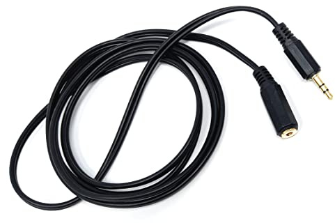 Drut Cavo di prolunga Audio Stereo da 1,5 m da 3,5 mm a 3,5 mm, connettori Maschio a Femmina Oro, 5 Piedi, Nero