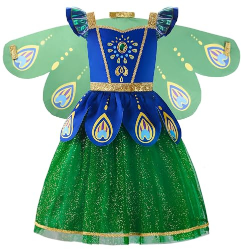 ReliBeauty Pfau Kostüm Kinder Mädchen Karneval Kostüm Kinder Pfau,130