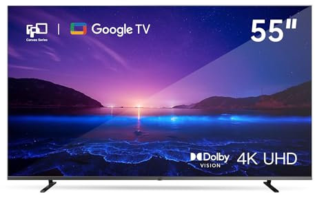 FPD Smart TV 55 Pouces avec Google TV, résolution 4K UHD, Google Play et Google Cast intégrés, HDR 10, Dolby Vision et Dolby Atmos, amélioration du Mouvement MEMC. (Série Canvas, 2025)