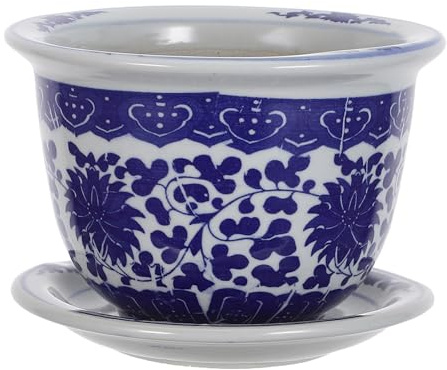 VANZACK Mini Macetas Macetero De Porcelana Azul y Blanca Maceta Suculenta Macetas De Ceramica Maceta De Bonsái Macetero De Porcelana China Cuenca De Nenúfares Cerámica Interior Oficina