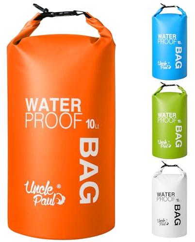 Uncle Paul Boat Dry Bags - Belongings Protection Waterproof Bag for Outdoor Drifting Boating Kayaking Fishing Rafting Swimming Camping Canoeing Surfing Mandarin Orange 10 Literes(2.2 UK gal)